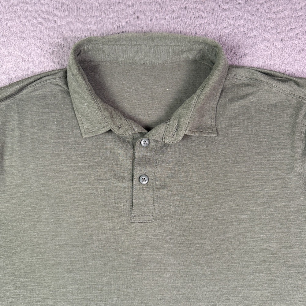 Lululemon Evolution Polo Shirt Mens Large Green Short Sleeve Golf Soft Stretch